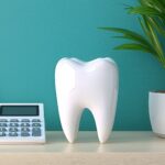 歯のオブジェと電卓や観葉植物