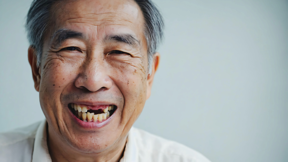 前歯を補う入れ歯が必要な男性