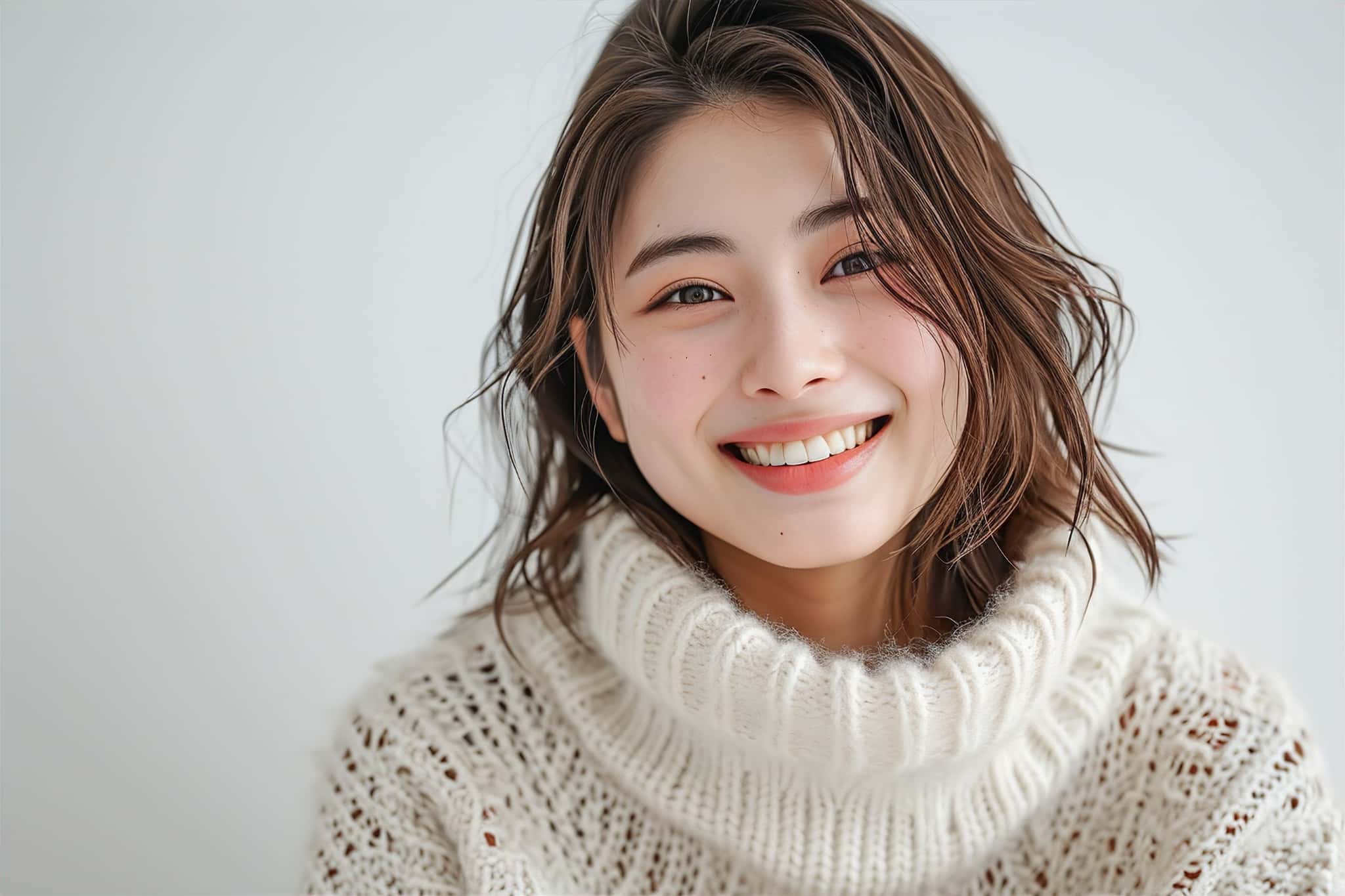 インビザライン矯正で整った歯並びになって満足して微笑む女性